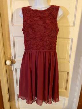 M.S.S.P. Max Studio Specialty Products Red Sleeveless Dress with Lace Bodice